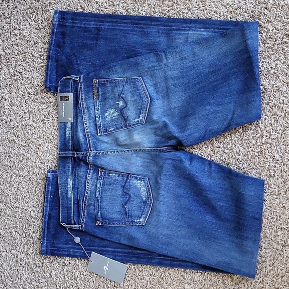 NWT 7 For All Mankind Jeans Austyn Relaxed Straight Leg Size 30 Distressed - Picture 3 of 6